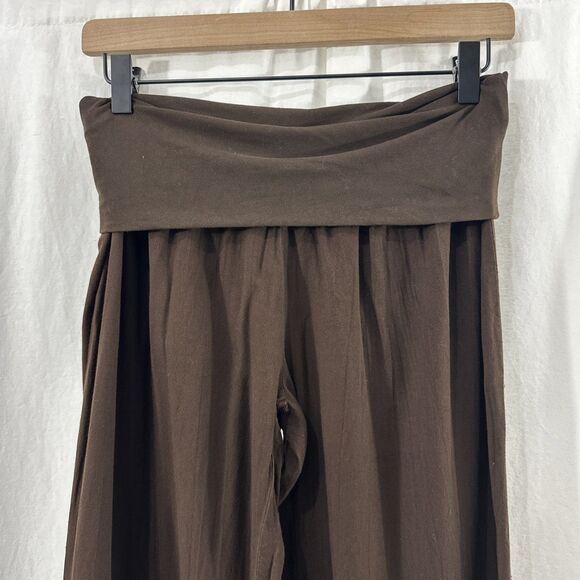 Baik Baik Brown Wide Leg Fold Over Ruffle Hem Pull On Pants Womens S/M Boho - Picture 4 of 11